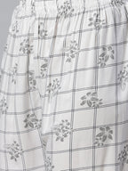 Jompers Women White & Black Floral Printed Kurta with Palazzos | Grocsy
