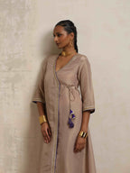 trueBrowns Lilac Tissue Angrakha Kurta Set | Grocsy
