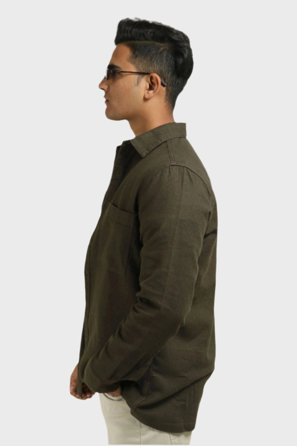 Xkind Olive Green Regular Fit Shacket | Grocsy