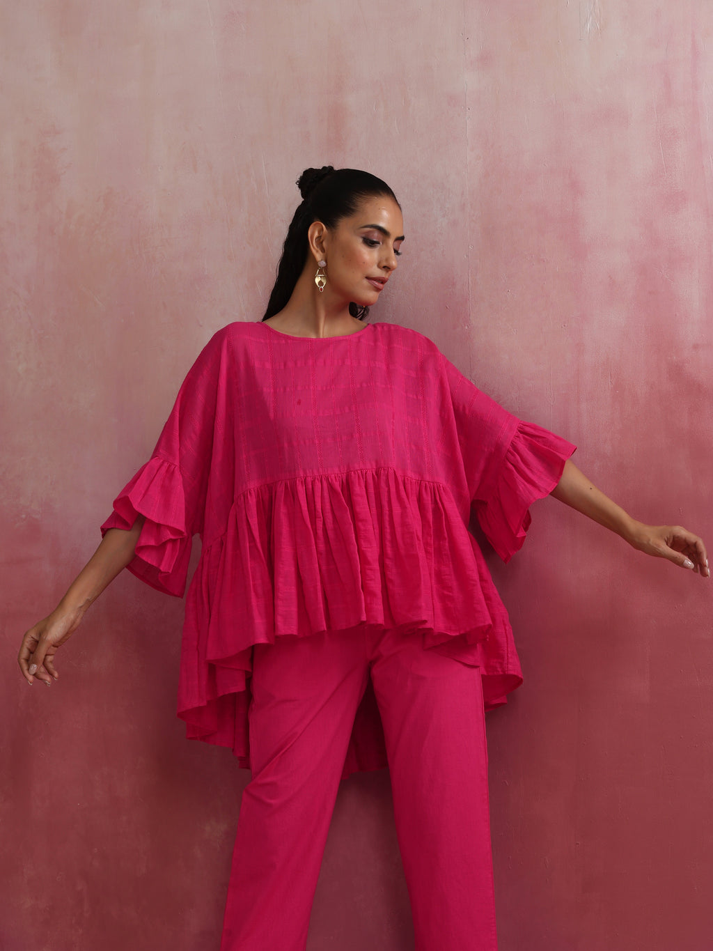 trueBrowns Pink Cotton Dobby Co-ord set | Grocsy