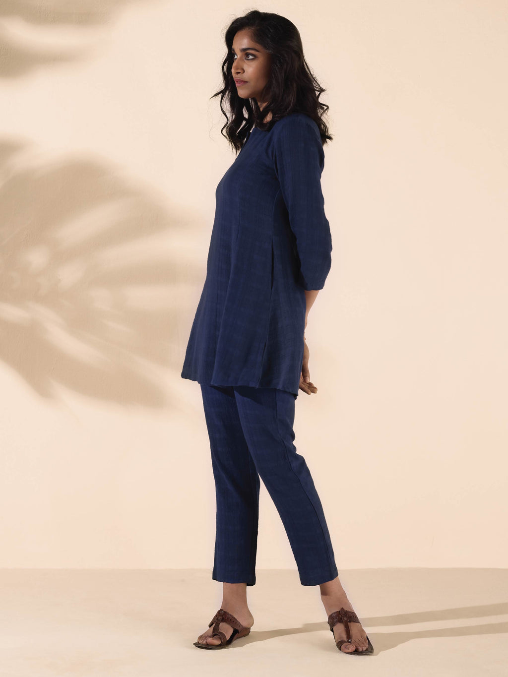 trueBrowns Blue Cotton Dobby Regular Co-ord Set | Grocsy
