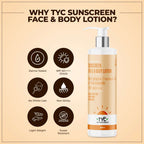 TYC Sunscreen Face & Body Lotion - Red Grapes, Coconut Oil & Niacinamide | SPF 60++++ | Grocsy