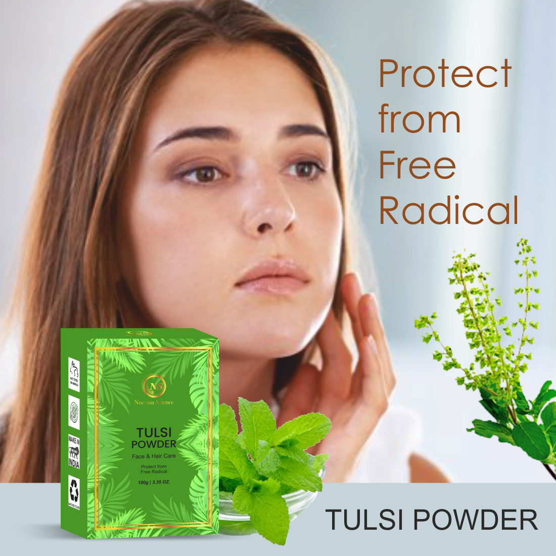 Nuerma Science Tulsi Natural Powder For Face & Hair Care | Grocsy