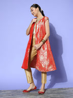 InWeave Women's Red Brocade Jacket | Grocsy