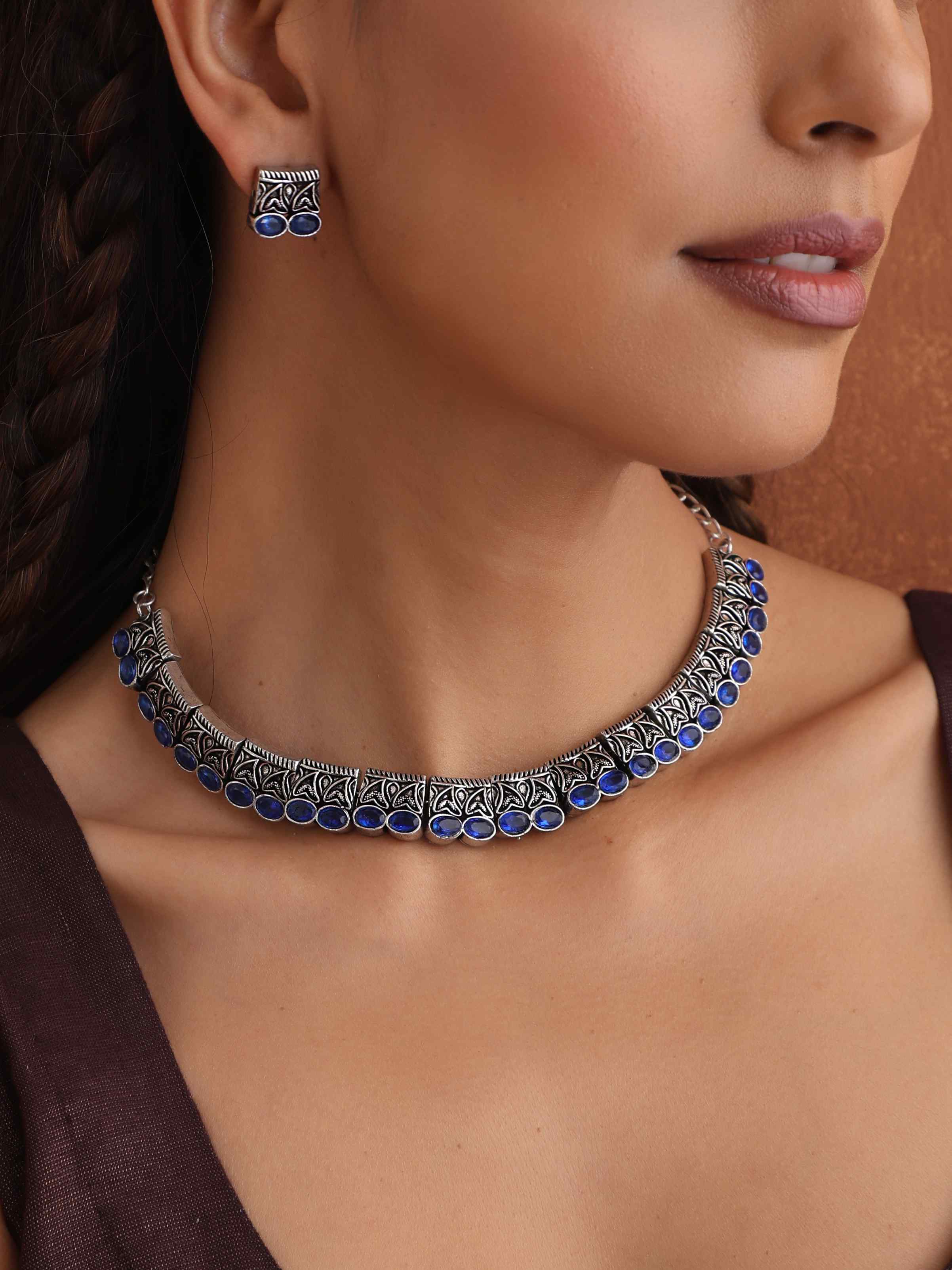 trueBrowns Silver Tone Beaded Necklace Set | Grocsy