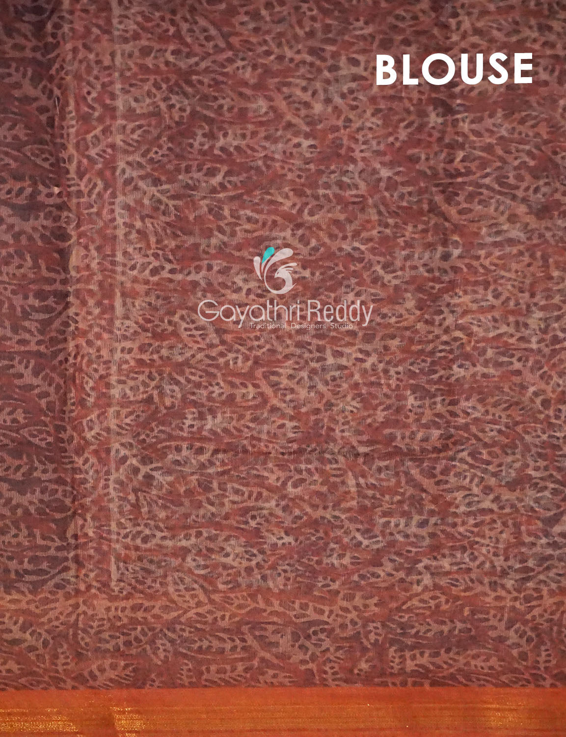 Orange and Rust Printed Semi Chanderi Saree By Gayathri Reddy Designer Studio | Grocsy
