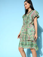 InWeave Women's Soft Green Tiered Short Dress | Grocsy