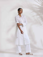 trueBrowns White Check Cotton Kurta Set | Grocsy