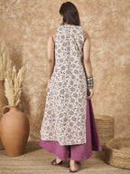InWeave Dusty Mauve Side Asymmetric Kurta Set | Grocsy
