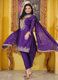 Teeya Creation Purple Color Chinon Silk Heavy Embroidery Work Fully Stitched Salwar Suit | Grocsy