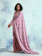 trueBrowns Light Mauve Printed Velvet Ready to Wear Saree | Grocsy