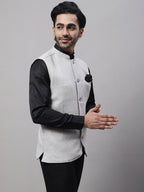 Even Apparels Men's Grey Pure Wool Nehru Jacket | Grocsy