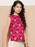 InWeave Women's Fuchsia Brocade Halter Top | Grocsy