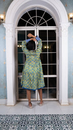 Noroke Sustainable fabric | Cupro Muslin Blue Pottery Tunic Dress | Grocsy