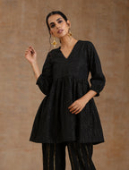 trueBrowns Black Gold Cotton Overlap Co-Ord Set | Grocsy