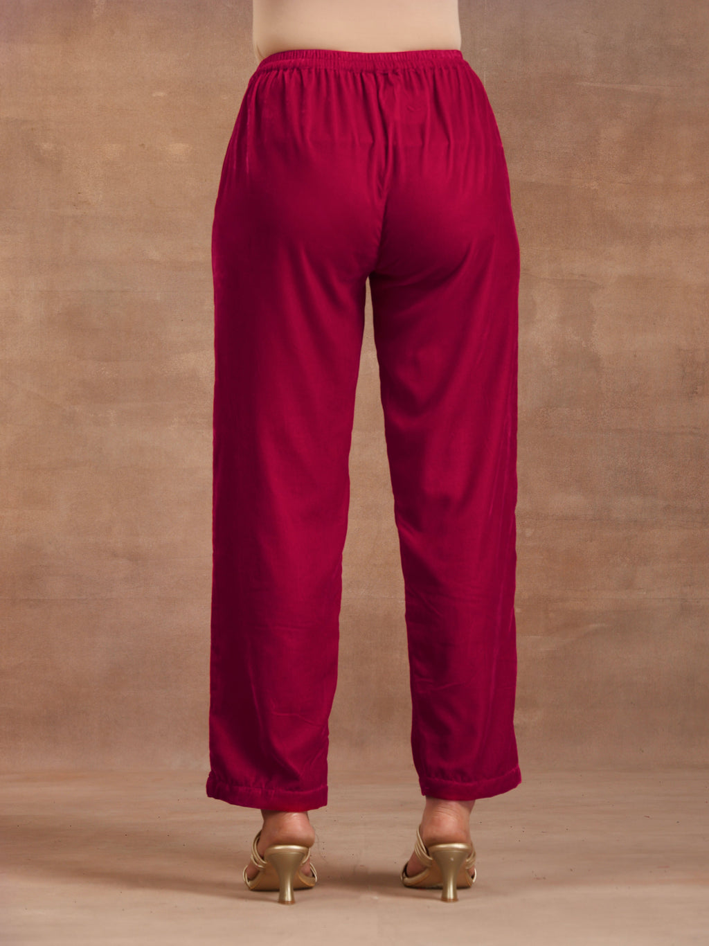 trueBrowns Rani Pink Velvet Pant | Grocsy