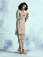 trueBrowns Sage Printed Velvet Co-Ord Set | Grocsy