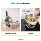 The Indus Valley Tri-ply Stainless Steel Pressure Pan, Premium Quality, 3 Layer Thick Body, Heavy Bottom, 100% Food-safe, ISI Certified, Induction & Gas, 3.5/5L | Grocsy