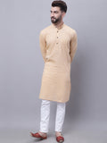 Even Apparels Yellow Pure Cotton Kurta With Band Collar | Grocsy