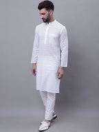 Even Apparels White Pure Cotton Kurta With Band Collar | Grocsy