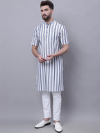 Even Apparels Grey Pure Cotton Short Sleeves Kurta With Band Collar | Grocsy