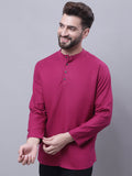 Even Apparels Wine Pure Cotton Short Kurta With Band Collar | Grocsy