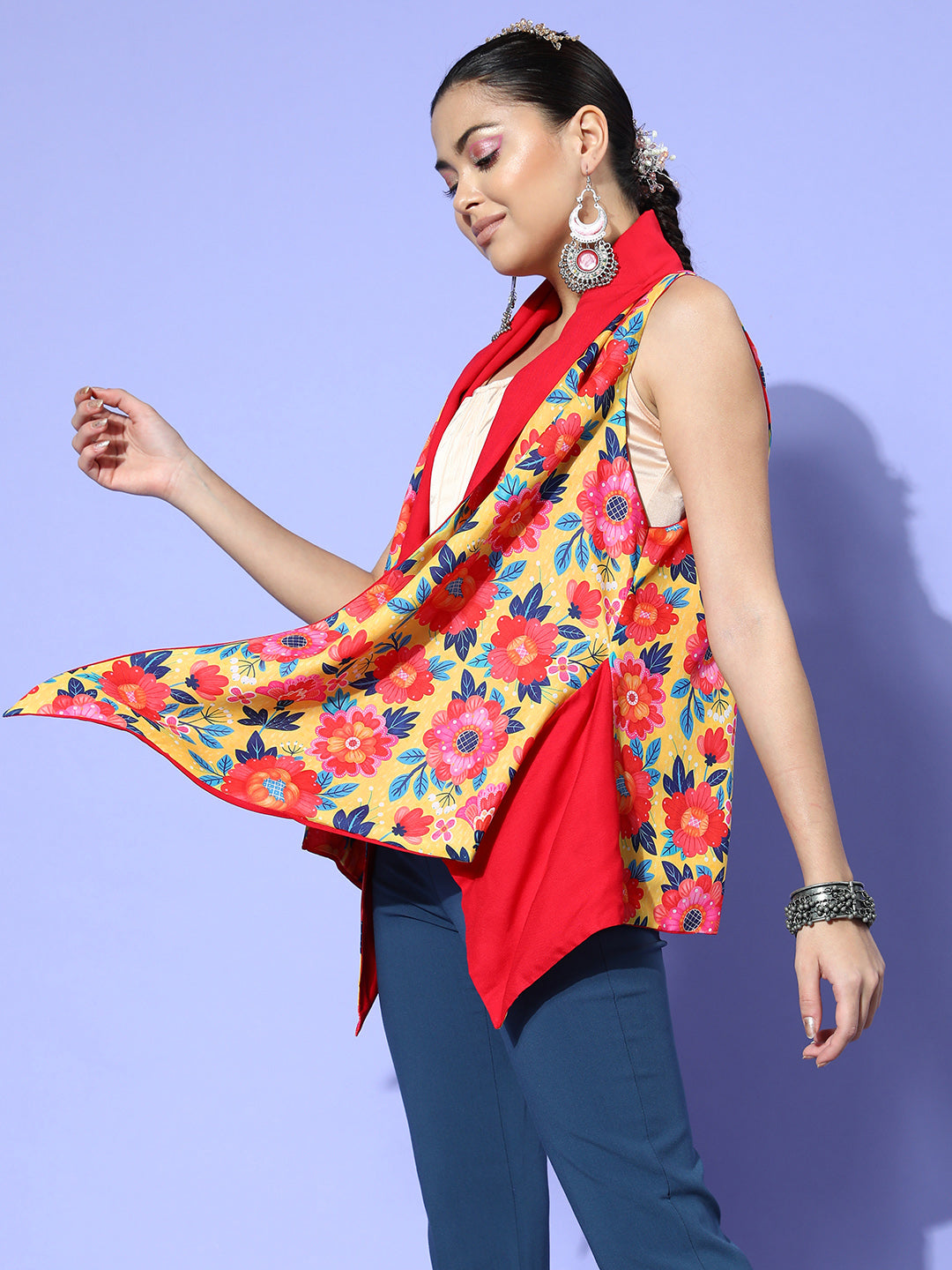 InWeave Women's Mustard Boheme Reversible Shrug | Grocsy
