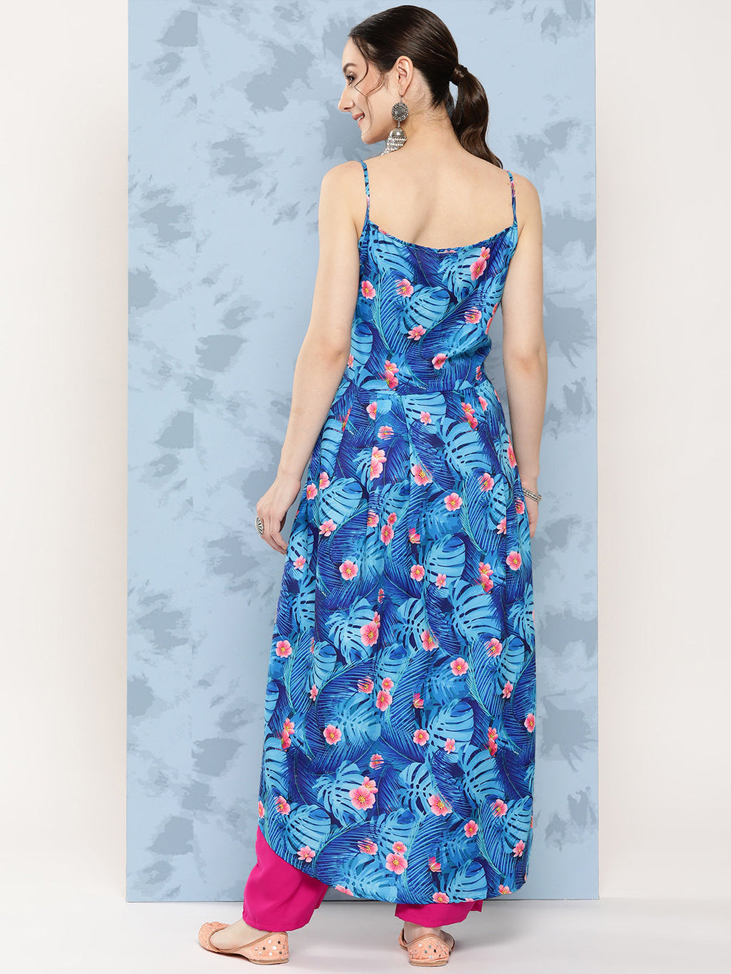 InWeave Women's Blue Pink Japanese Art Strappy Set | Grocsy