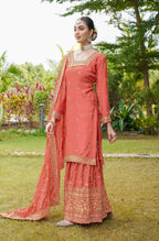 Teeya Creation Orange Color Chinon Silk Heavy Embroidery Work Fully Stitched Salwar Suit | Grocsy