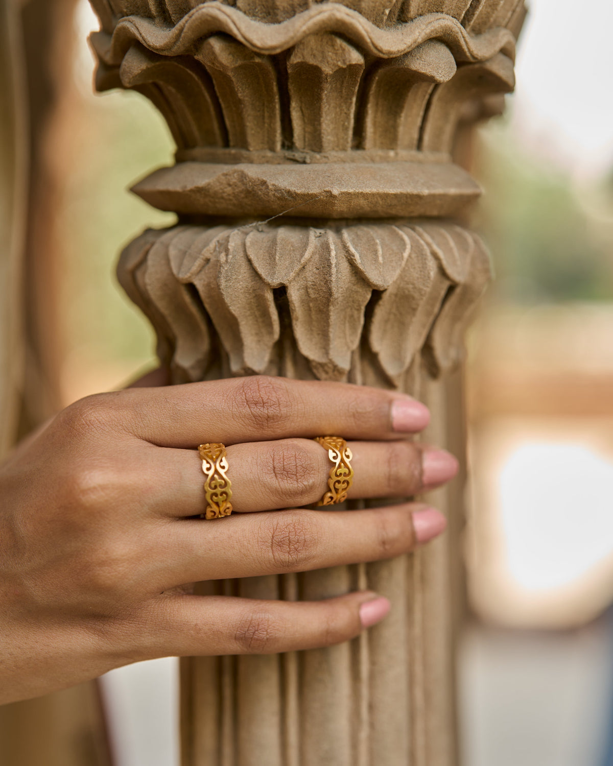 trueBrowns Gold-Polished Bel Rings | Grocsy