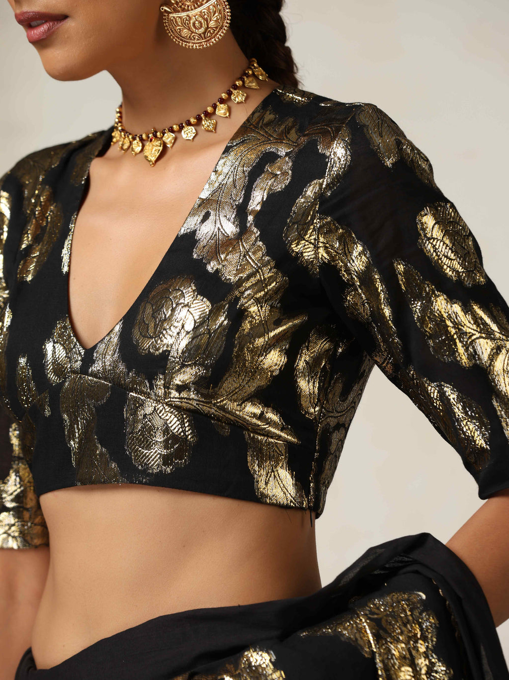 trueBrowns Black Metallic Blouse | Grocsy