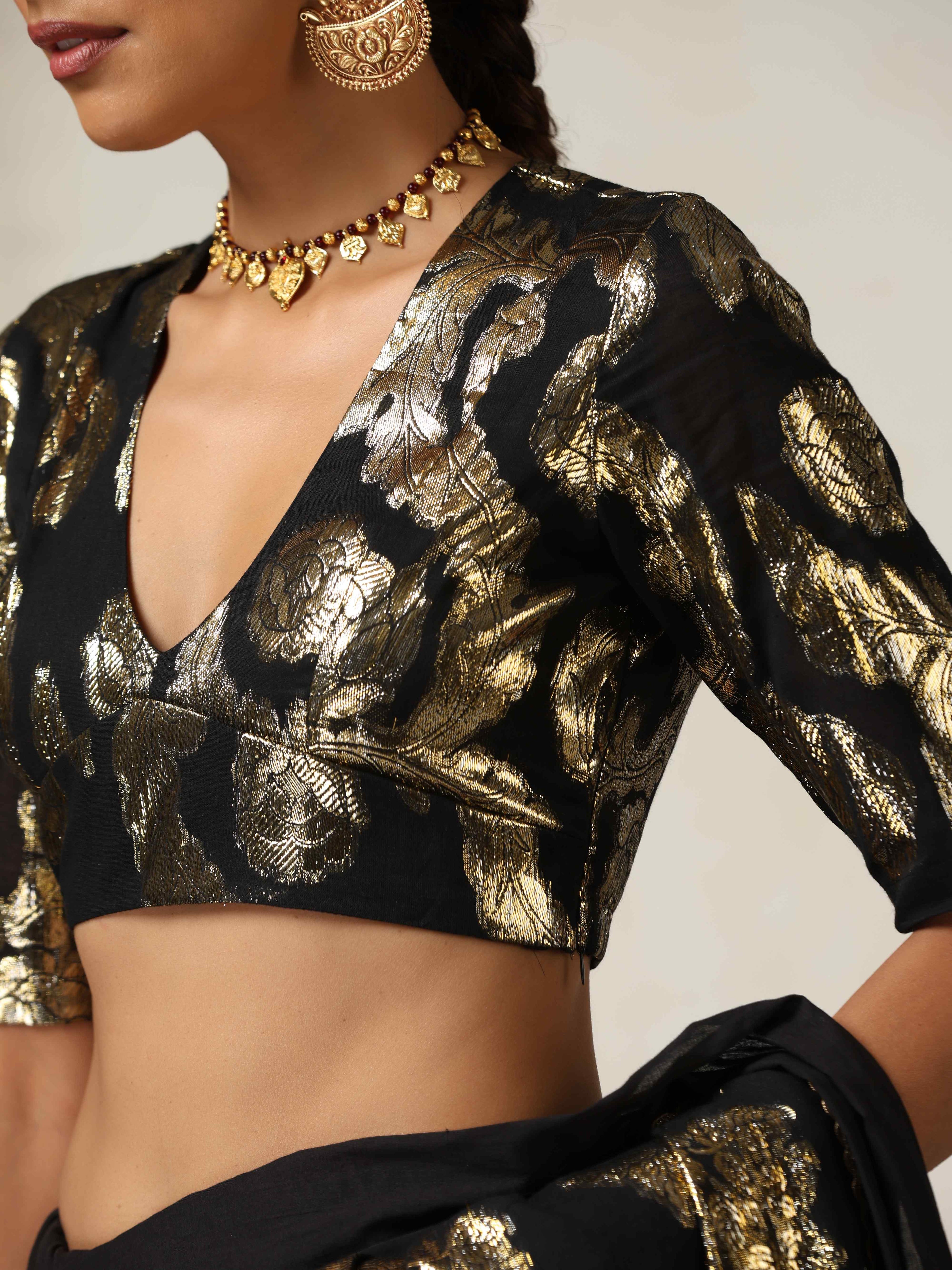 trueBrowns Black Metallic Blouse | Grocsy