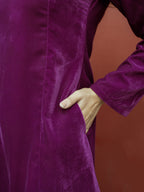 trueBrowns Wine Solid Velvet Co-Ord Set | Grocsy
