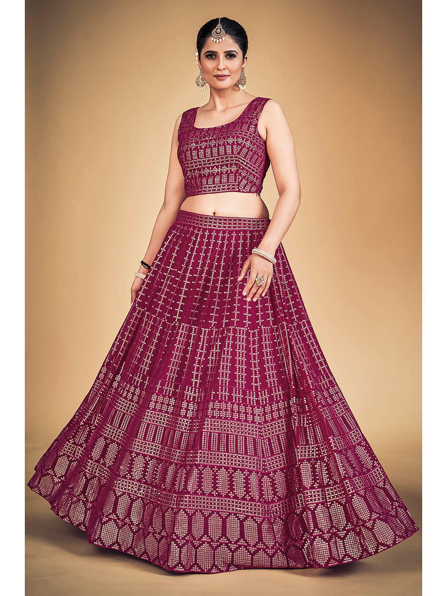 Myra Pink Georgette Real Georgette Lehenga Choli | Grocsy