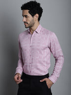 Jainish Men's Geomatric Printed Formal Shirts - Magenta | Grocsy