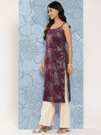Ahalyaa Floral Foil Printed Crepe Kurta | Grocsy