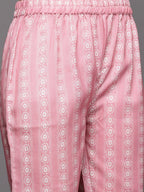 KSUT (House of Varanga) Pink Digital Printed Kurta Paired With Printed Straight Trouser | Grocsy