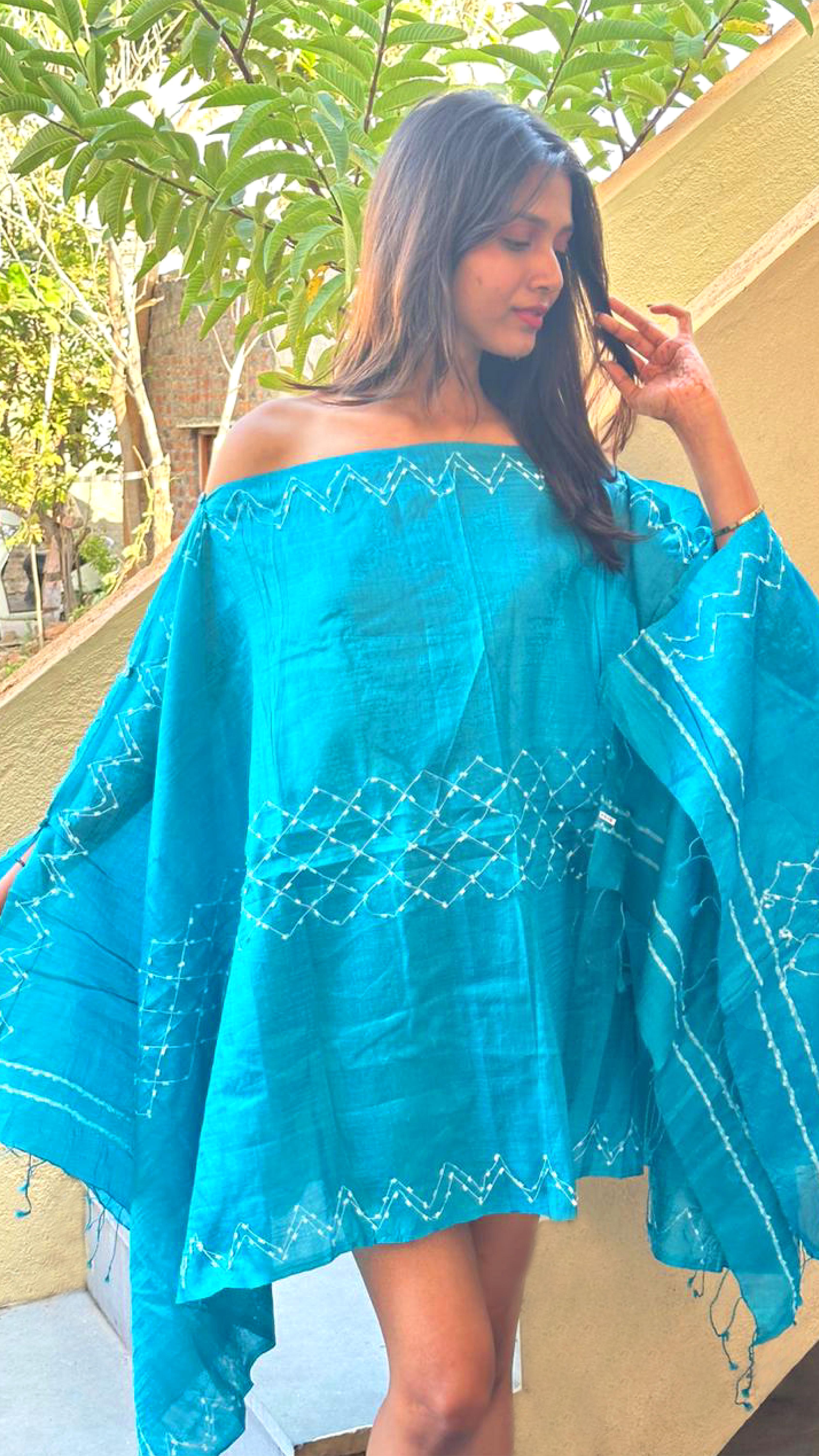 Noroke True Blue Silk Beachwear Cover Up | Grocsy