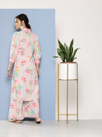 Ahalyaa Women Pink Floral Printed Gotta Patti Kurta with Palazzos | Grocsy