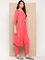 InWeave Women's Camelia Gota Angrakha Kurta Set W Yellow Orange Dupatta | Grocsy