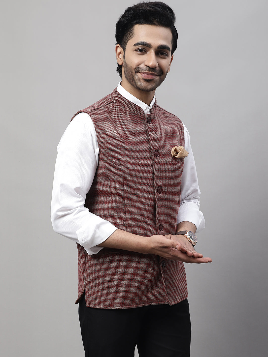Even Apparels Men's Multi Nehru Jacket With Welt Pockets | Grocsy