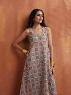 trueBrowns Off White Print Flared Anarkali Kurta Set | Grocsy