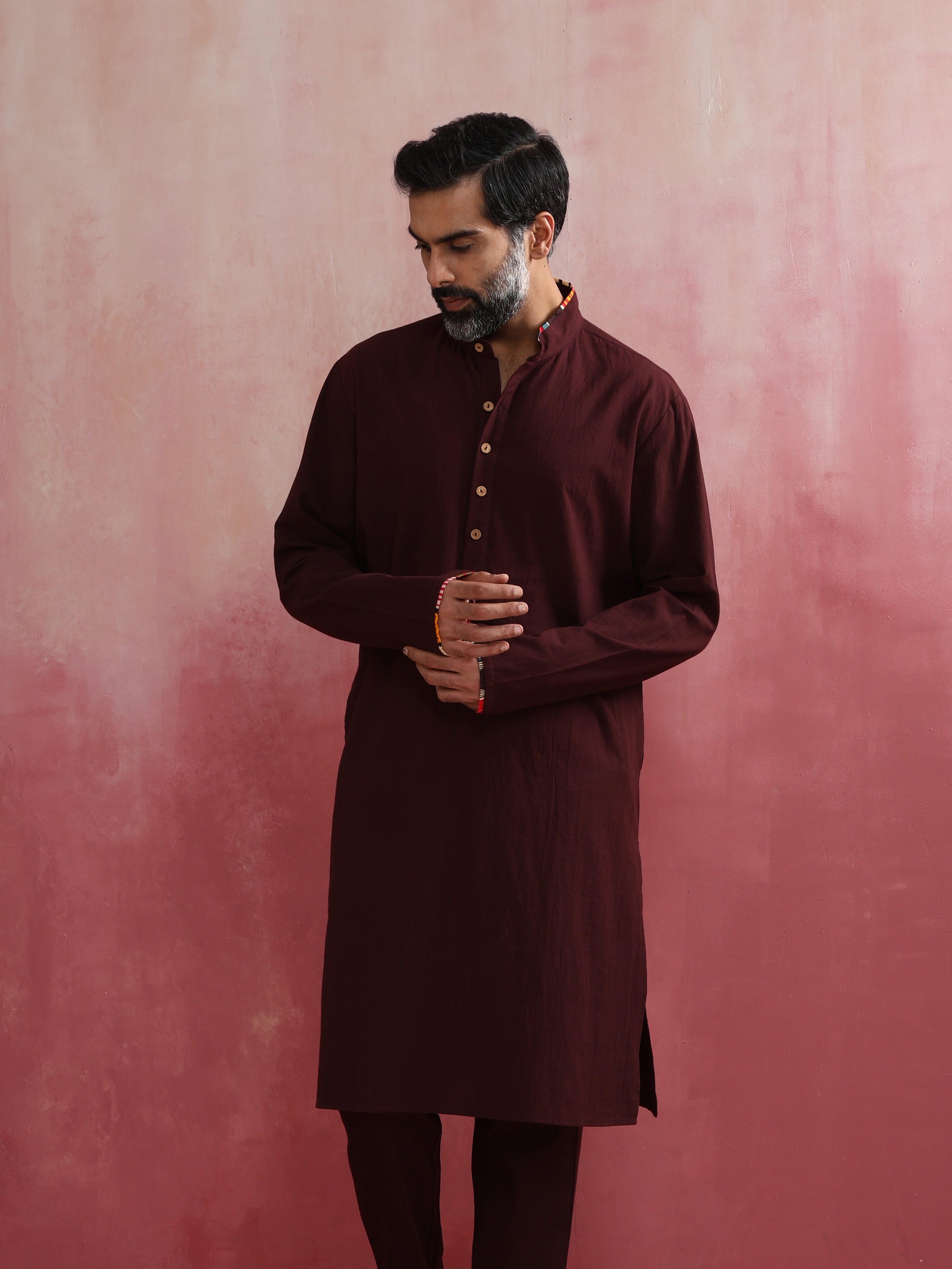 trueBrowns Men's Cola Mandarin Collar Kurta | Grocsy
