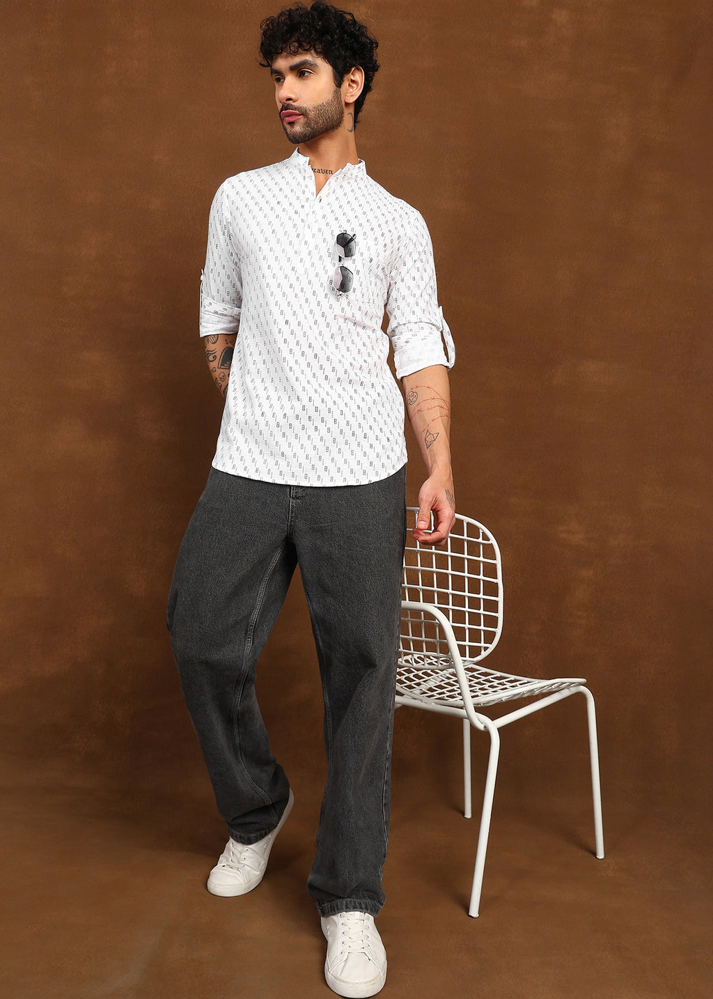 Fabmade Ivory Glyph Kurta Shirt | Grocsy