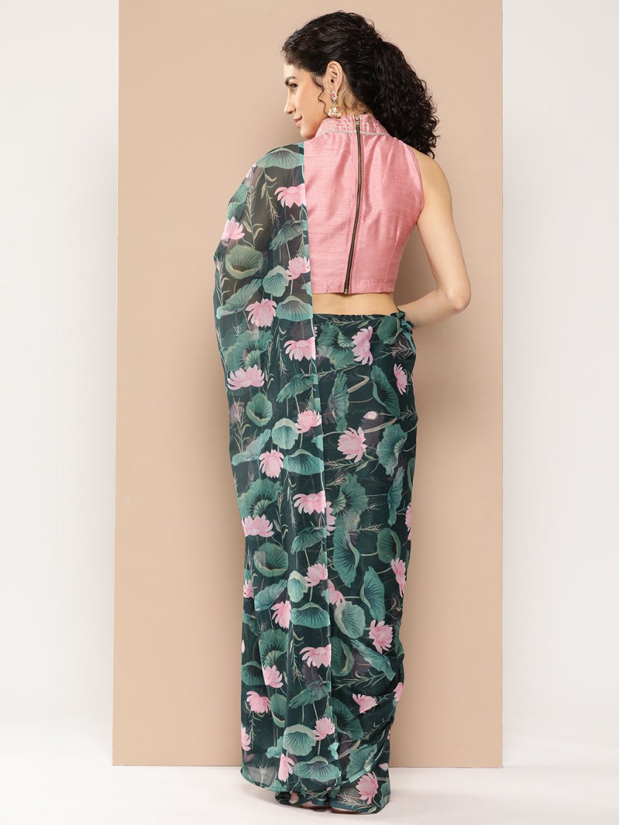 Ahalyaa Floral Poly Chiffon Saree | Grocsy
