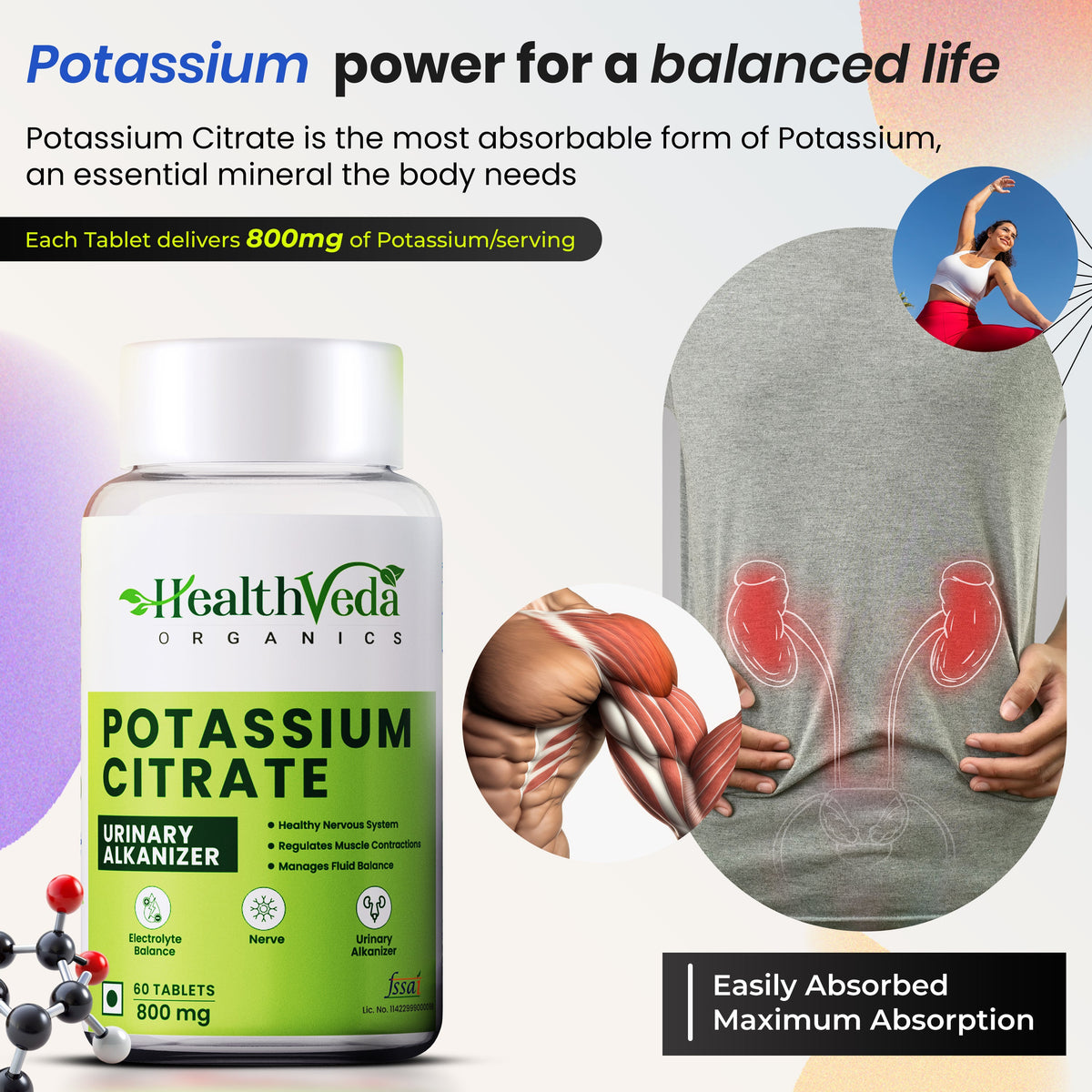 Health Veda Organics Potassium Citrate Tablets | Grocsy