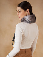 InWeave Women's Dark Grey Duble Shade Fur Neckpiece | Grocsy