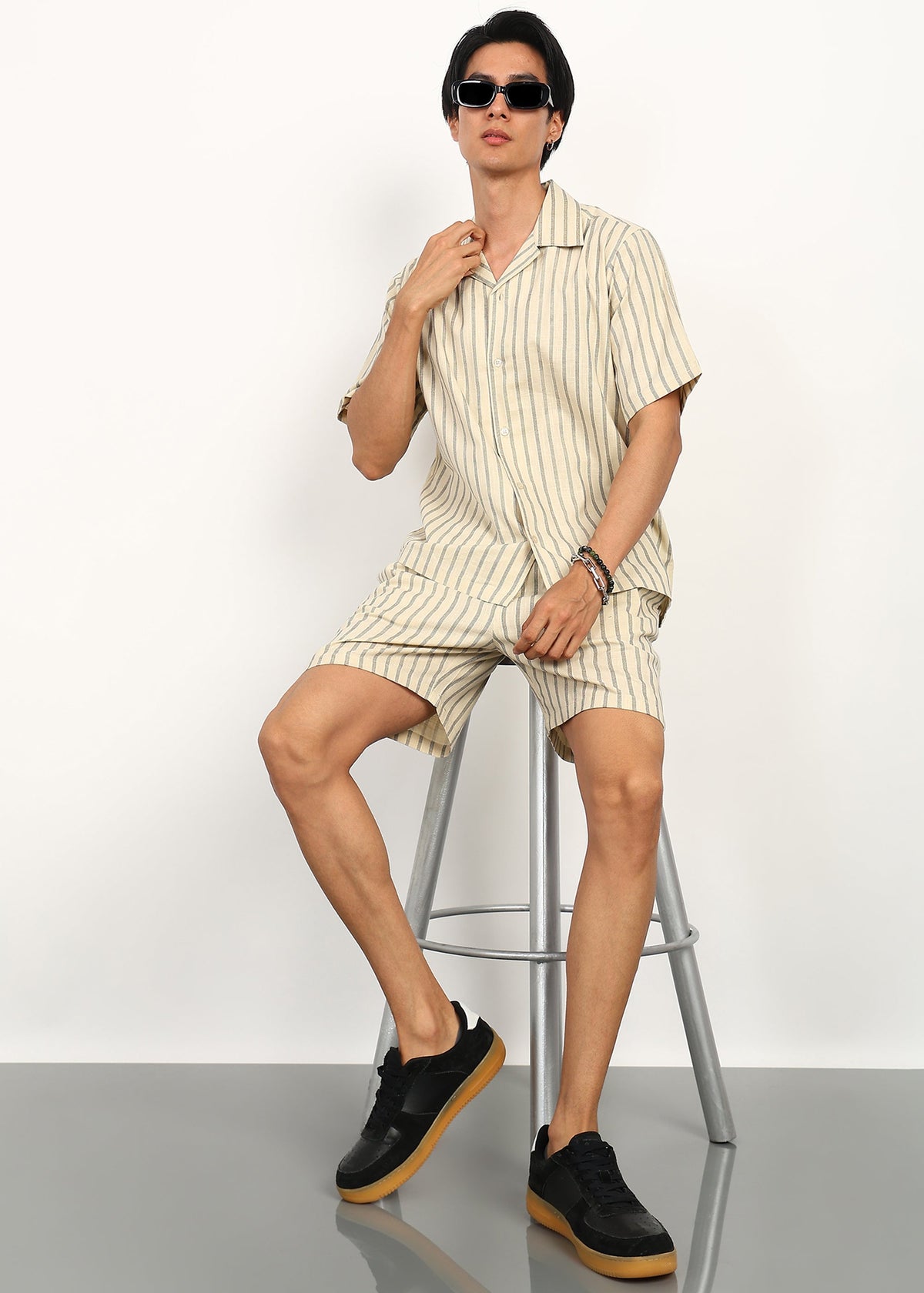 Fabmade Ivory Stripe Ease Co-Ord Set | Grocsy