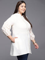 Ahalyaa Mandarin Collar Printed Tunic | Grocsy
