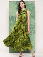 InWeave Women's Green Tie And Die Dress | Grocsy